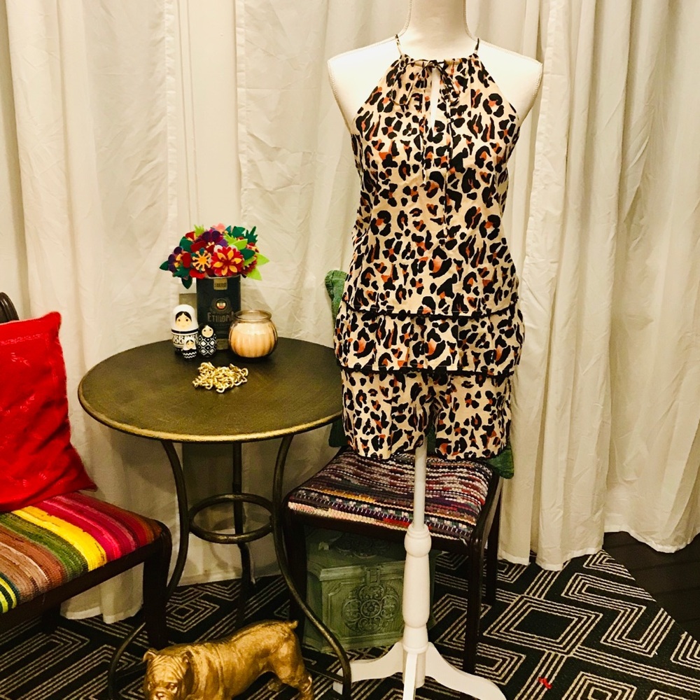 Animal print ruffle romper